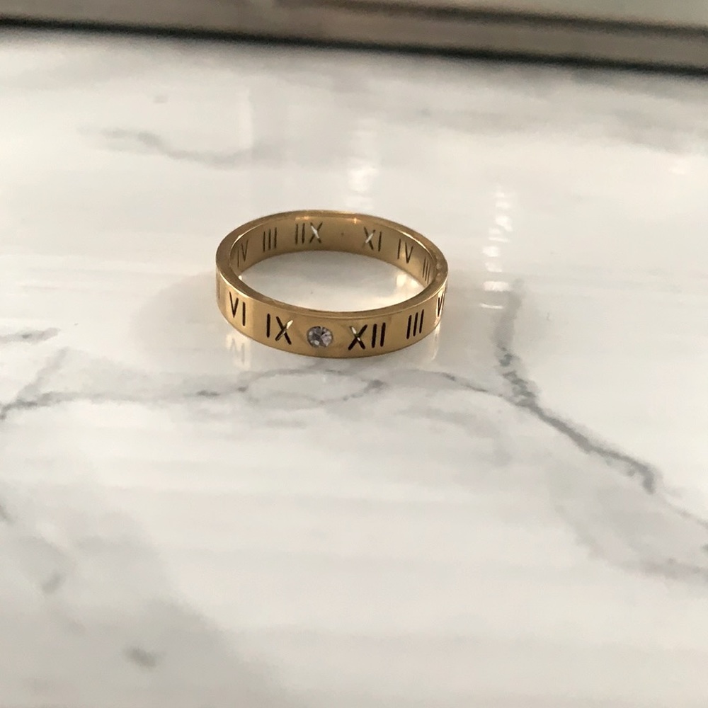 Gold Roman numeral ring